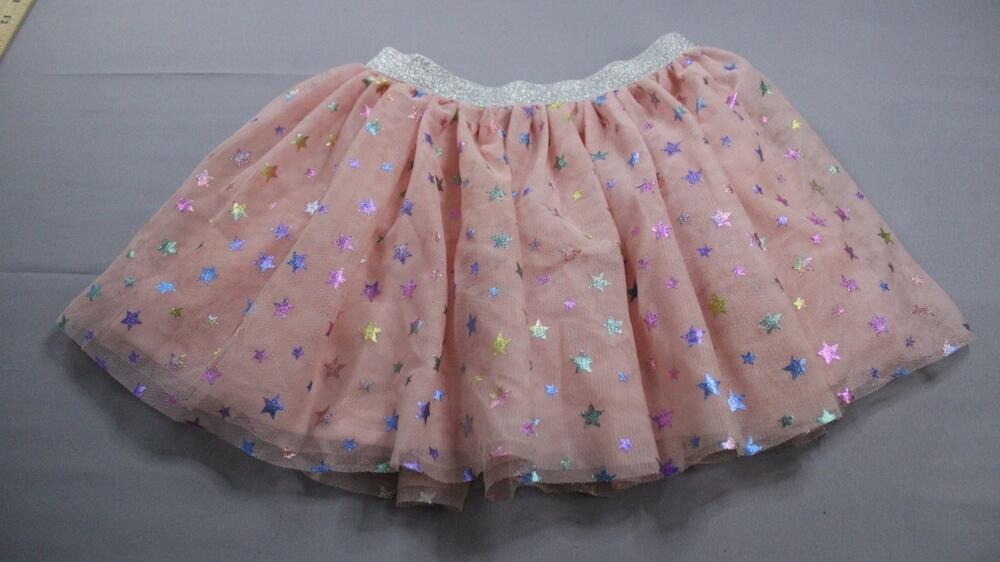 Btween Girls Tutu Skirt Size 6 Pink Metallic Star Print Glitter Waistband